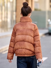 现货！复古新中式刺绣羽绒服女无帽立领设计感短款保暖白鸭绒上衣，女装羽绒服，沐七七