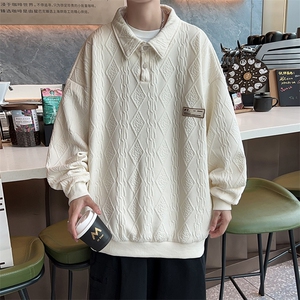 高品质秋款男卫衣POLO领条纹拼接夹克贴标外套WY19 P45图片