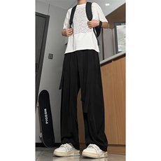 垂感阔腿弯刀西裤男夏季美式复古飘带冰丝裤子-A2065TP45控68，男装西裤，电商B241