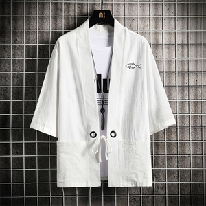 HF59129-P40风汉服男开衫外套七分袖道袍 网格挂拍图片