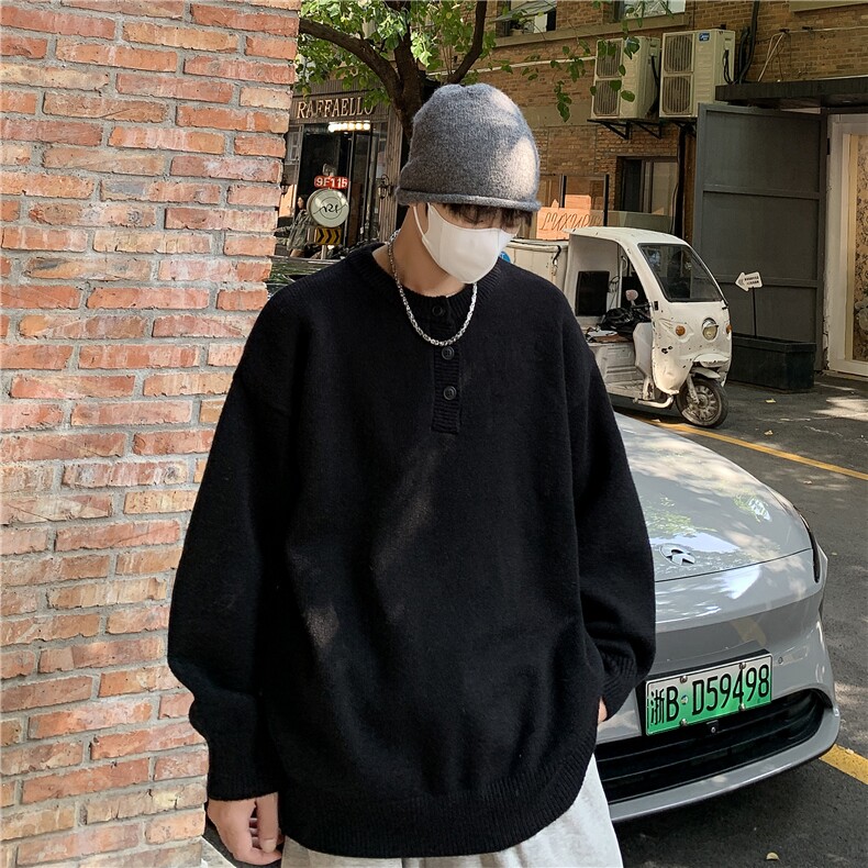 亨利领毛衣外套男秋冬季纯色复古高级感cleanfit针织衫,男装针织衫/毛衣,星座410-7