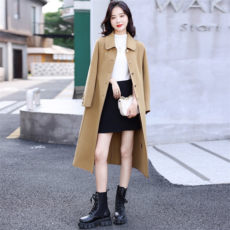 2025秋冬新款双面羊毛修身修身时尚长品质款高支羊毛外套女,女装双面呢大衣,媚琳依坊