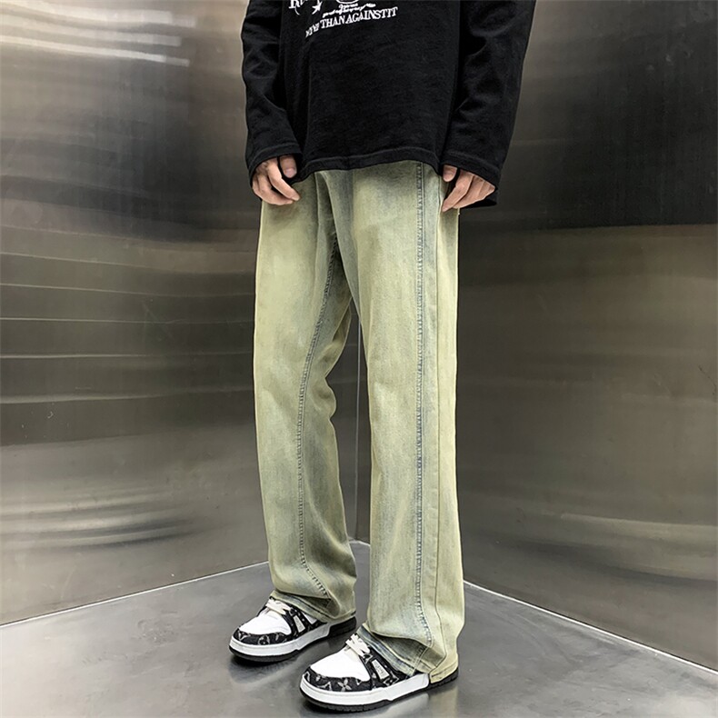 开春新品美式高街黄泥牛仔裤水洗做旧休闲裤直筒长裤N02213-P50图片