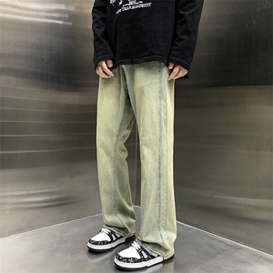 开春新品美式高街黄泥牛仔裤水洗做旧休闲裤直筒长裤N02213-P50图片