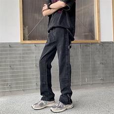 现货裤脚拉链牛仔裤伐木工设计款黑色酵磨工艺修身版型8929P48，男装牛仔裤，星座902A