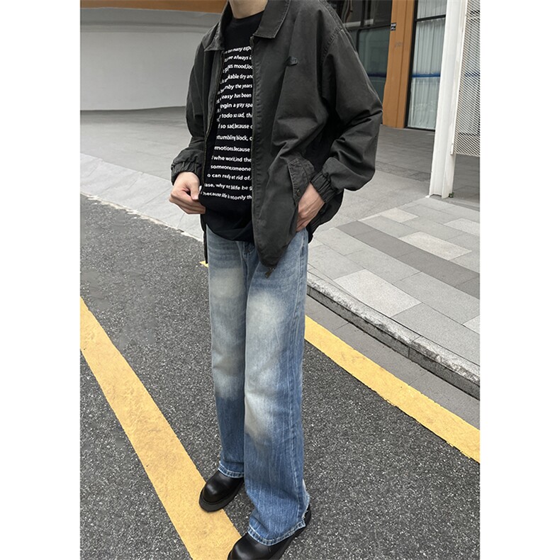 B221美式ins高街暗黑小众个性宽松直筒牛仔裤LK23140-P65控88,男装牛仔裤,电商B221