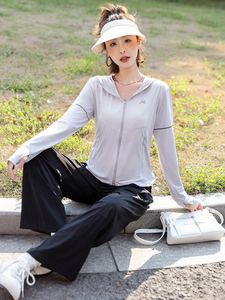 现货秒发防晒衣女收腰显瘦冰凉透气防晒衣瑜伽服防晒服图片