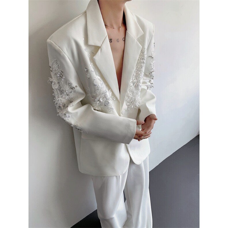现货25设计感男士礼服婚礼立体亮片刺绣重工西装外套xz146-p178,男装西服套装,电商B288