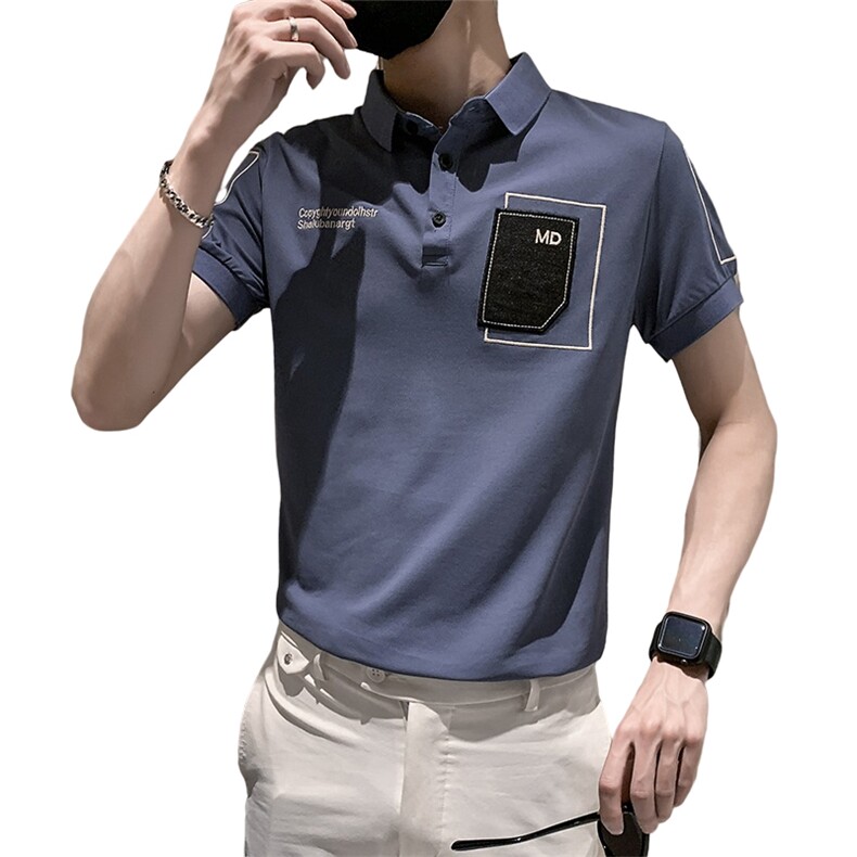 白色2022精神小伙修身polo衫男士短袖T恤PL9763-P48控价68,男装Polo衫,电商A108