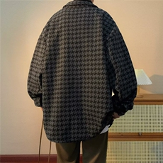 千鸟格毛呢外套男春秋冬季潮牌美式复古宽松小香风夹克W2021P55，男装夹克，星座1116-2