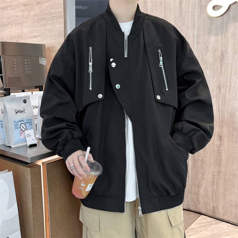 A818-P64 美式高街ins潮牌宽松工装夹克复古多口袋飞行员棒球服图片