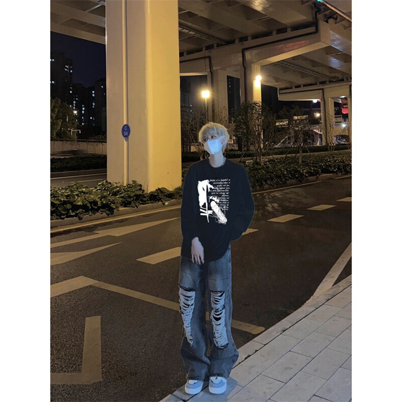 美式复古长袖T恤小领口打底衫,男装T恤,星座310A-4