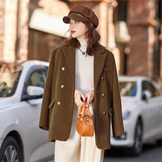 高品质！短款毛呢羽绒服女洋气2024年冬季新款高级感保暖显瘦90绒，女装毛呢外套，韩宇舍