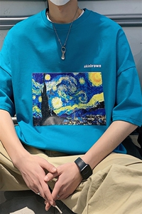 1港风休闲运动情侣大码M-5XL嘻哈潮圆领短袖T恤男DT7005P25控38图片