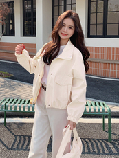 粉色外套女配包包落肩袖宽松休闲气质短夹克长袖2025年春季新款女，女装短外套，韩蔻秀