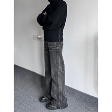 B221美式ins高街暗黑重工艺宽松微喇牛仔裤LK23128-P60控78，男装牛仔裤，电商B221