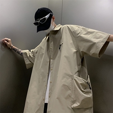 夏季日系翻领大口袋短袖衬衫男士设计感休闲美式衬衣CS036-P35，男装衬衫，星座308B-1