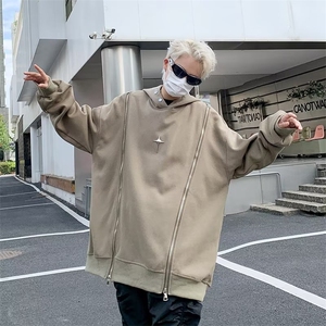 美式高街卫衣男连帽韩版潮拉链2024冬季新款ins宽松外套WY20-P53