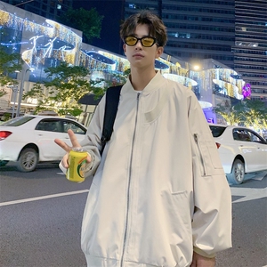 现货飞行夹克男棒球领个性插螺纹宽松上衣外套A157B-J88-P75图片