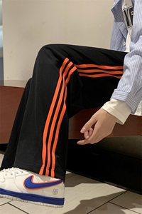26春款复古运动美学街头潮酷宽松裤cityboy风条纹阔腿裤K32TP35图片