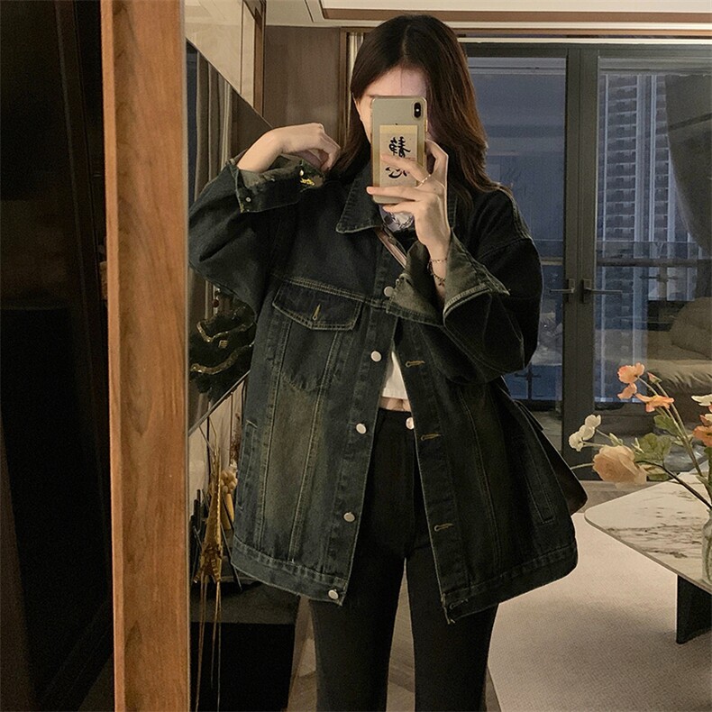 美式高街复古宽松水洗做旧牛仔外套女2025春秋新款C745-88,男装工装外套,星座911-2(原星座613-2）