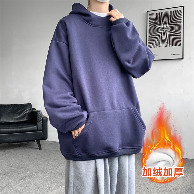 8XL-M连帽卫衣硬挺连帽卫衣男美式复古重磅帽衫加绒外套WY9105P68，男装卫衣，电商B238