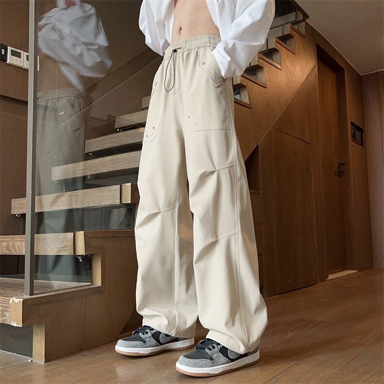 SJ-311B-1-K3222-P45控79褶皱阔腿工装机能拖地直筒长裤，男装工装外套，星座311B-1