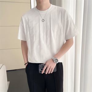 轻熟风~2025夏季新款菱形提花工艺短袖T恤 T2031/P48图片