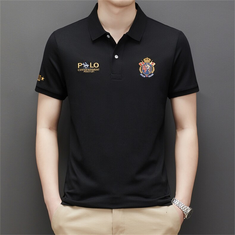 中年男装POLO衫男短袖翻领宽松2023夏季新款时尚休闲简约纯棉夏装,男装Polo衫,电商B212（原钱塘6029）