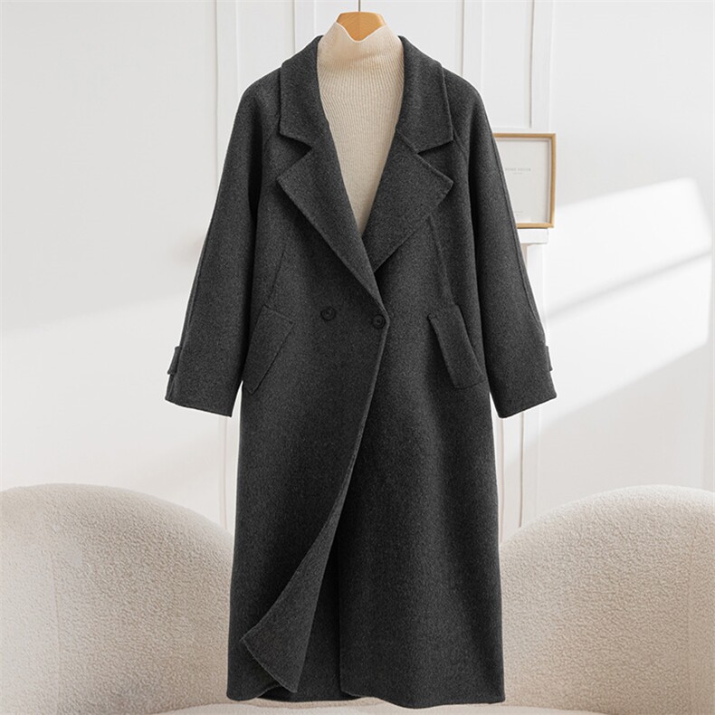 2025年秋季长袖时尚百搭通勤的有中长款，女装毛呢外套，怡欣双面呢工厂店