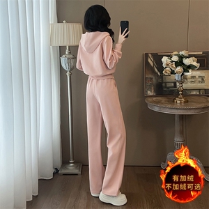 洋气减龄秋冬重工开衫休闲阔腿裤套装图片