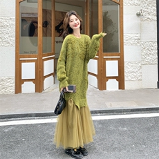 【新款】毛衣拼接连衣裙2C115-2383-P175-K258，女装连衣裙，2C115