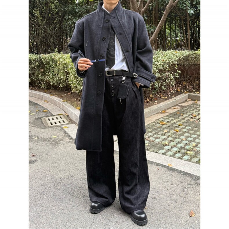 立领呢大衣秋冬长款外套男港风休闲D328-JK36-P148,女装短外套,电商D328