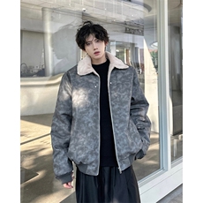 W8217P130控178皮毛扎染加绒加厚宽松休闲棉衣棉服，男装棉衣，电商B205
