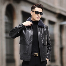 L2109冬季新款男士羽绒服山羊皮皮衣可脱卸内胆P830，男装皮衣，电商B360