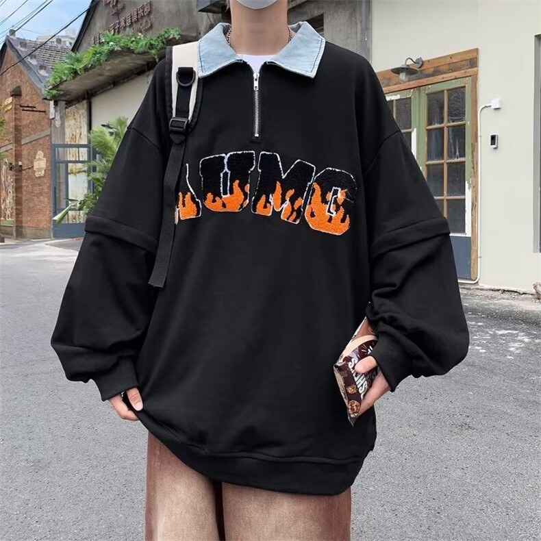 男秋季新款卫衣套头毛巾绣牛仔领（袖子可拆卸）GW30P40,男装卫衣,星座1116-2