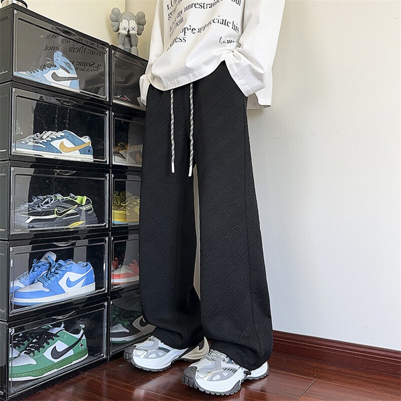 特批P38无差价2025潮流提花纹理感肌理感休闲裤男大码阔腿裤K5674，男装休闲裤，电商A001-1