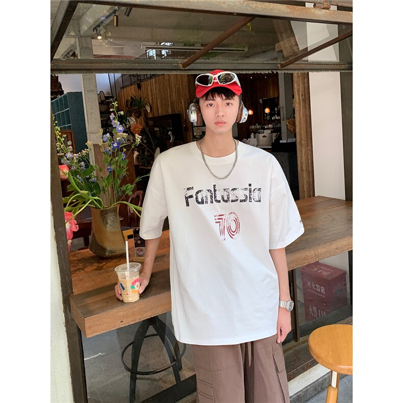 2025新款夏季印花T恤220克情侣短袖打底衫T1077特P25-控38,男装T恤,电商A148-1