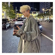 J9903-P68美式复古毛边街头拉链立领水洗牛仔夹克外套，男装工装外套，星座617A-2