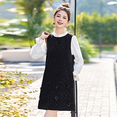 小香风背心裙2025春秋新款小个子高级感法式miu里miu气连衣裙穿搭，女装套装/套裙，朵莱米