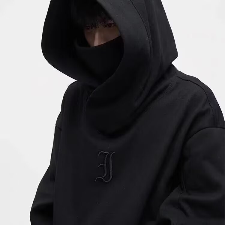 社恐i人忍者堆堆领冲锋衣卫衣男连帽冬美式加绒加厚600g重磅硬挺,男装卫衣,星座715-7