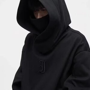 社恐i人忍者堆堆领冲锋衣卫衣男连帽冬美式加绒加厚600g重磅硬挺图片
