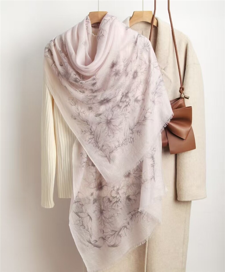 2025年秋季时尚百搭通勤简约休闲围巾，围巾，清联羊绒