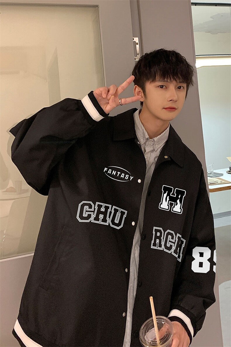 港风23春季美式hiphop炸街设计感ins潮流翻领夹克外套G721P65控88,男装夹克,电商A247