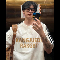 夏季美式高街重磅纯棉三条杠织带撞色男女短袖T恤STG307特P25，男装T恤，电商A486