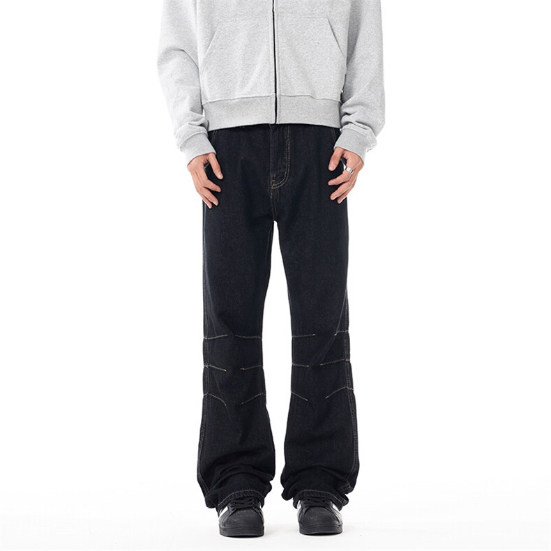 2025秋上新 黑色微喇牛仔裤潮流个性款伞装裤 8930/P48图片