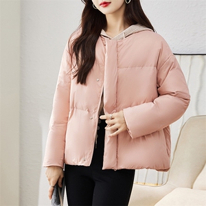 现货羽绒服女连帽新款短款小个子面包服时尚宽松休闲保暖轻暖外套图片