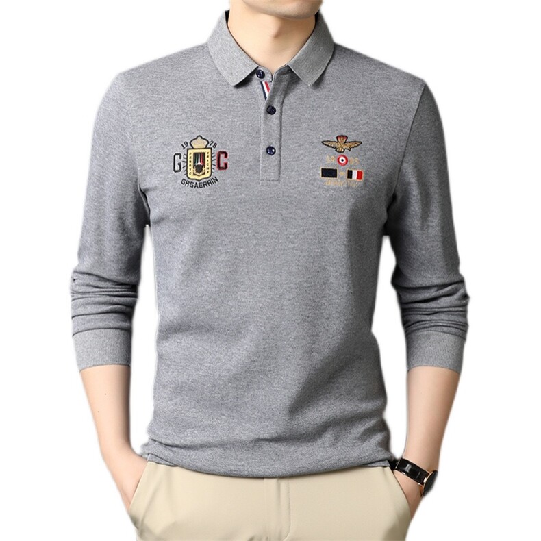 QLM55157男式2021春季新款长袖t恤休闲青年翻领polo衫体恤P66,男装Polo衫,电商B360