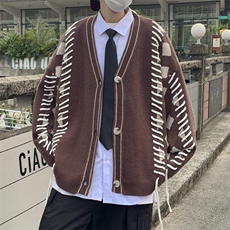 秋冬款开衫毛衣男港风宽松针织衫男学生长袖情侣毛线衣MY0716-P65，男装针织衫/毛衣，星座308B-2