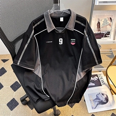美式重磅拼接撞色polo衫短袖T恤男夏季新款情侣潮牌痞帅半袖，男装Polo衫，星座601-1